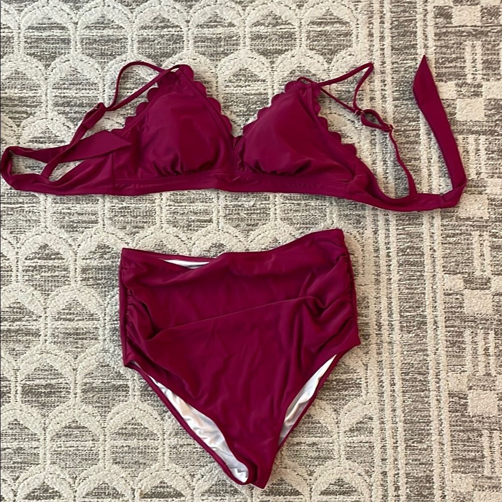 Charmo Scalloped Maternity Bikini Swimsuit